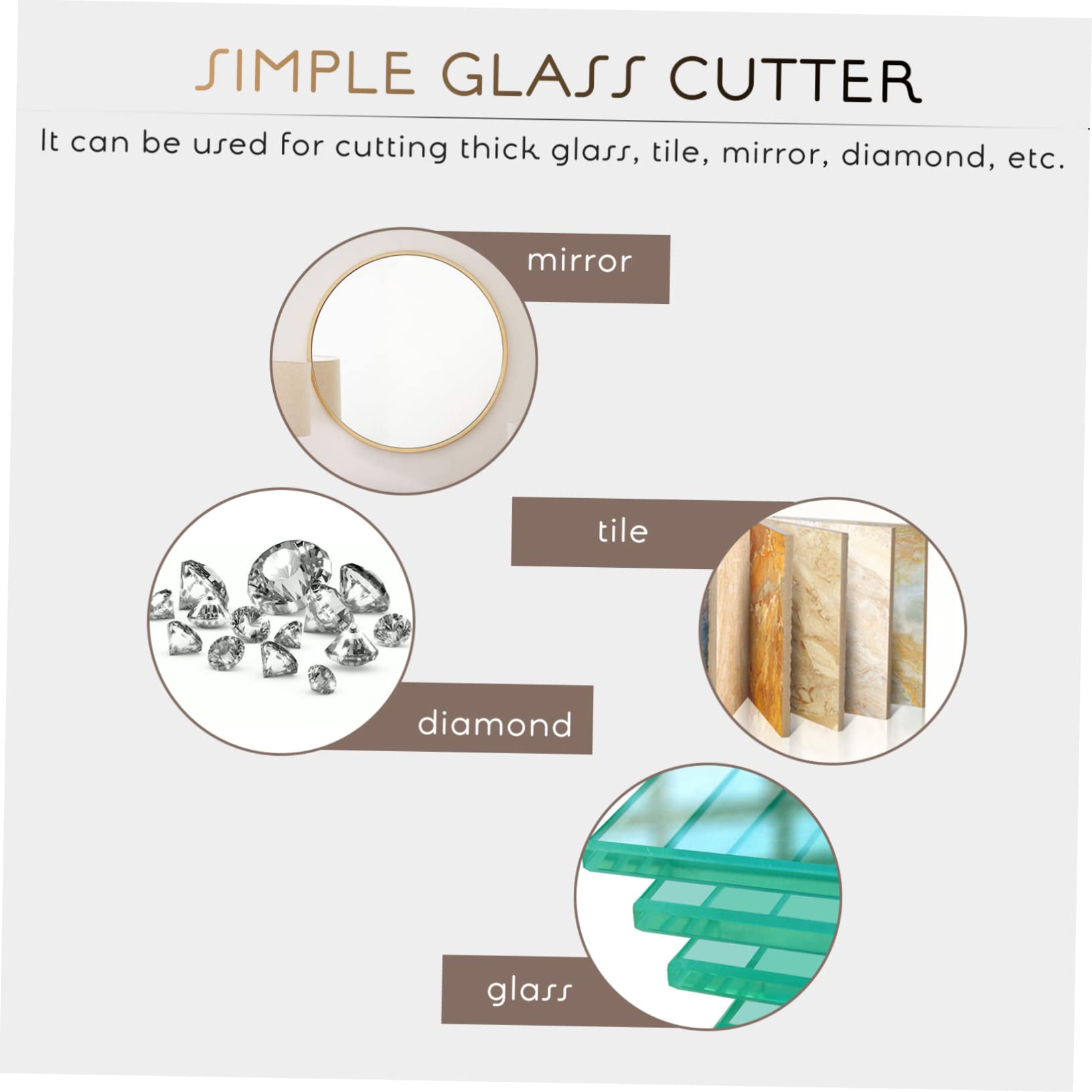 10pièces Outil De Découpe avec Cutter Simple pour Et Miroir Couleur Dorée