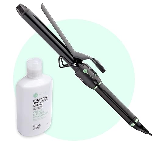 MINT Value Bundle - Crema suavizante hidratante ligera de lujo y plancha rizadora de serie profesional de 1 pulgada por MINT Barril de cerámica