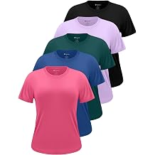 5 Pack Womens Shirts UPF 50+ Workout Tops Dry Fit Athletic Tee