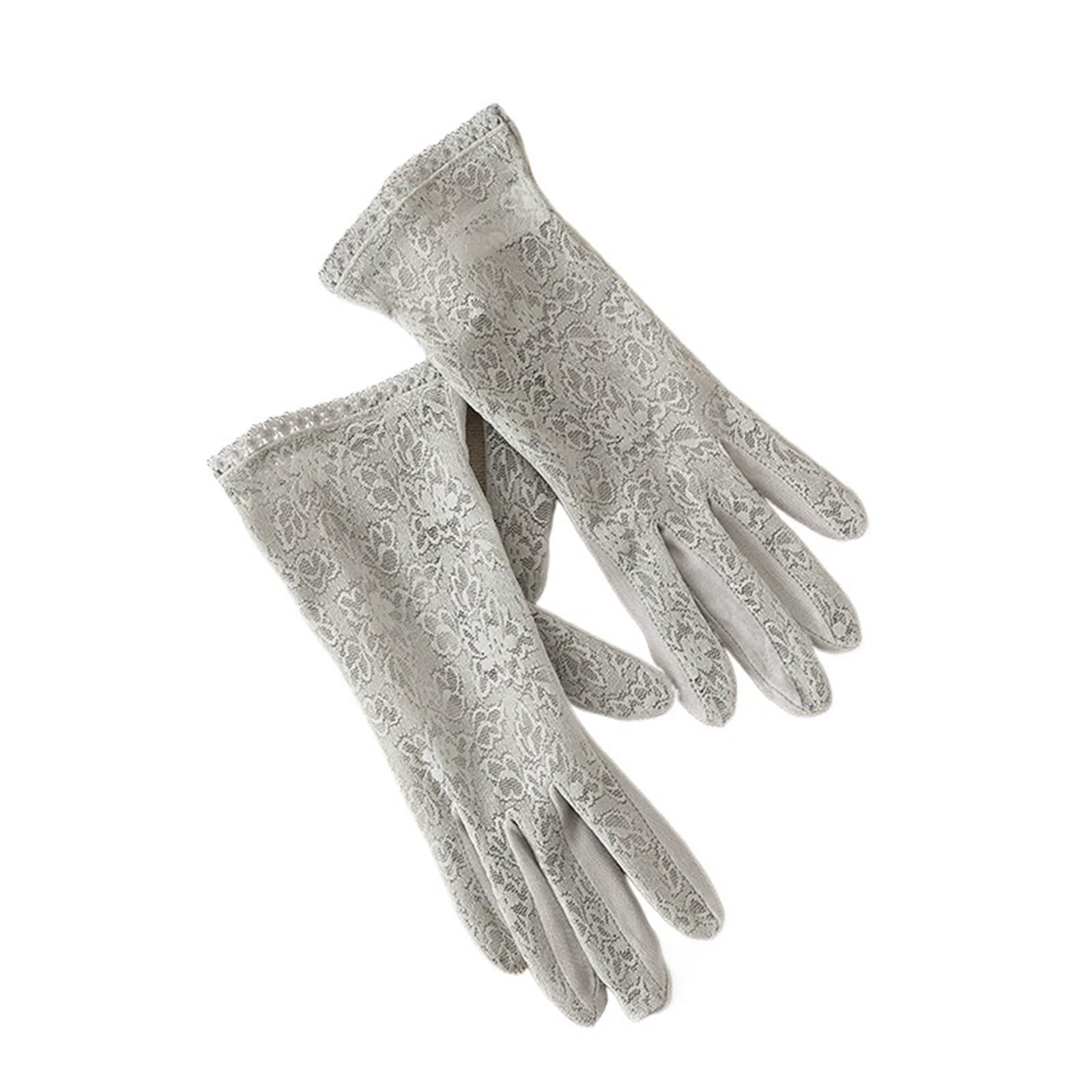JMORCO Sun Gloves Women Sunscreen Touch Screen Sun Glove UV Protection Summer Thin Breathable Driving Flower Lace Sleep Mitten(GREY)