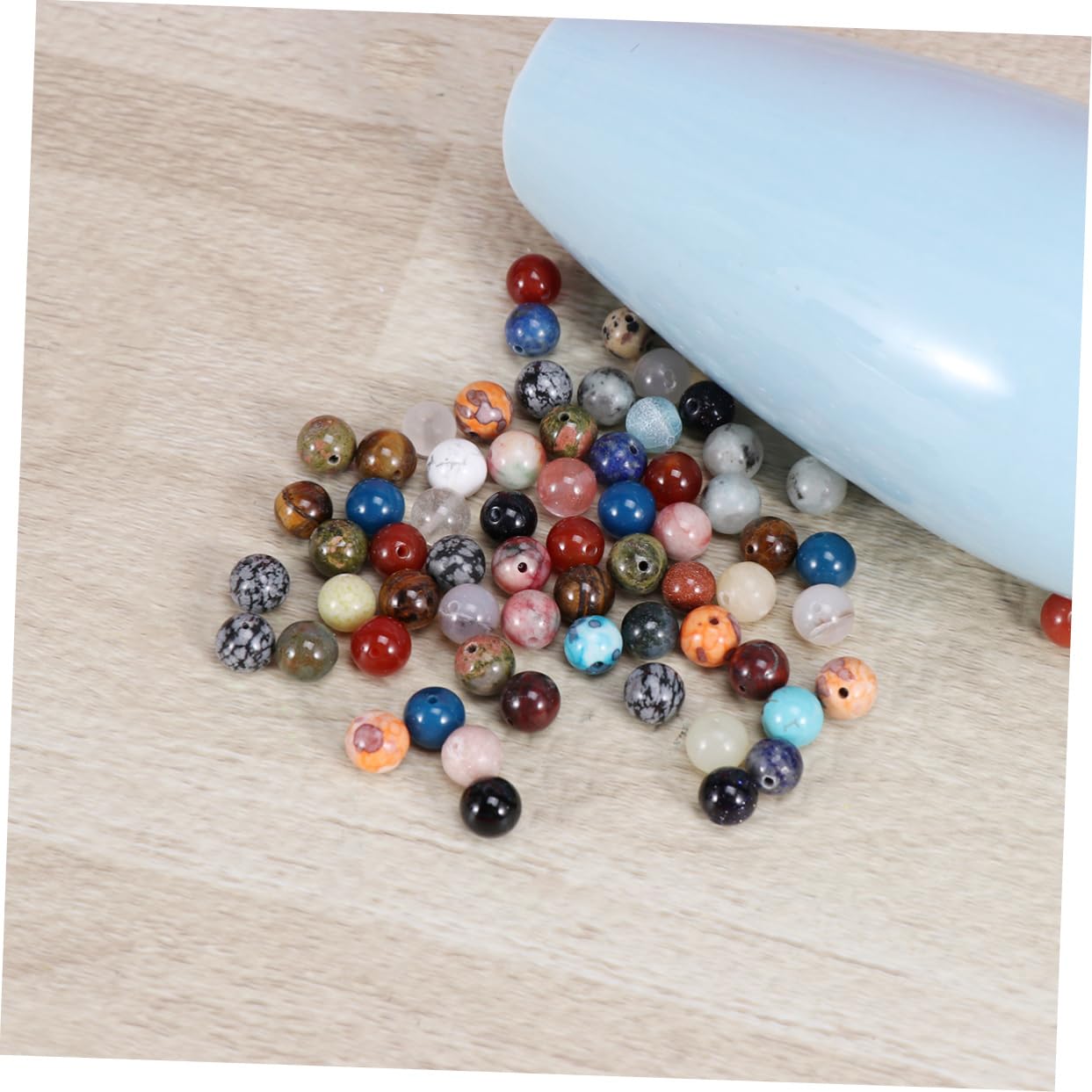 SEWACC 200piezas Abalorios Redondos De Gemas Naturales Bolas De Cuarzo Mixto Para Manualidades y Joyería Diseño Único y Pulido Perfectos Para Collares y Pulseras