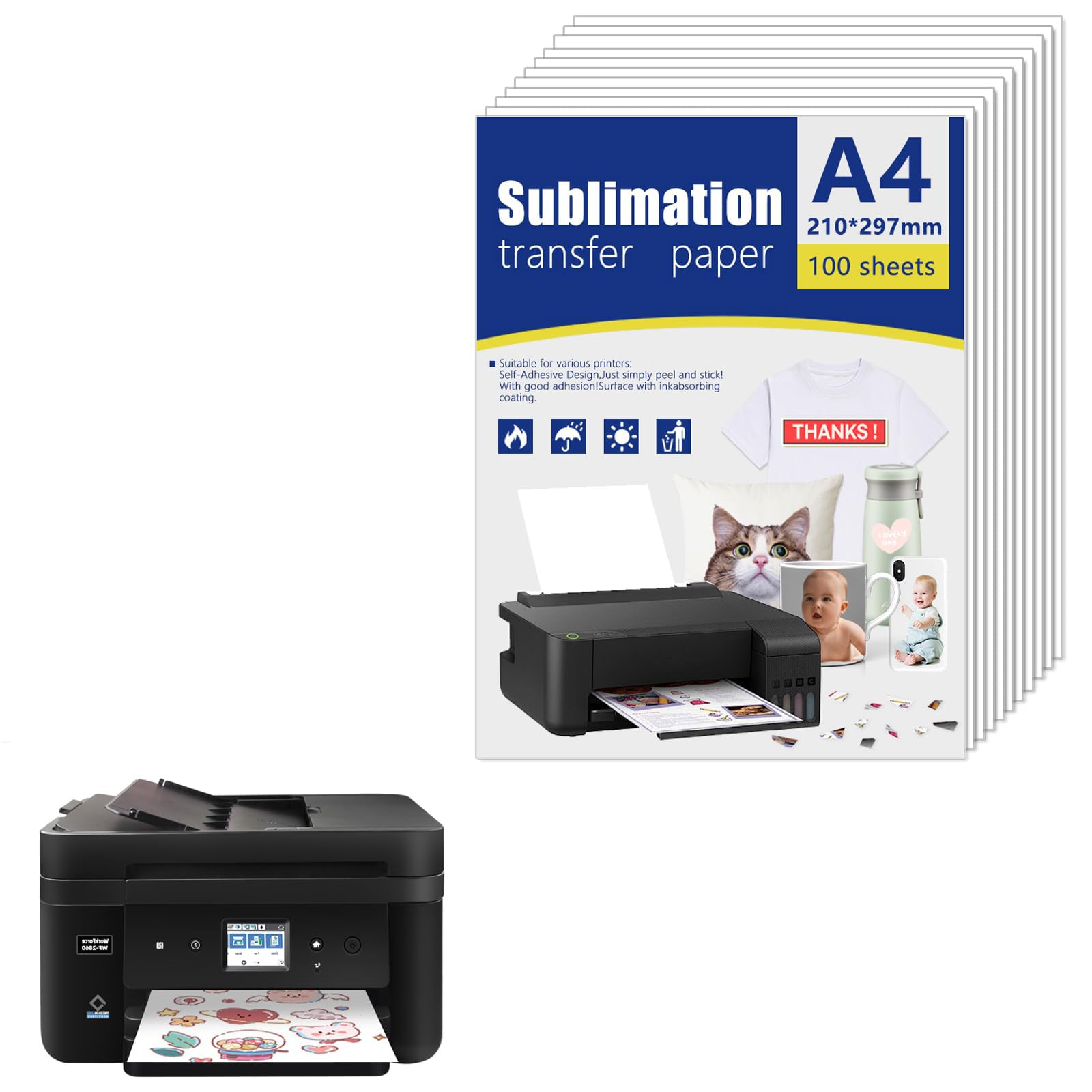 Carta Adesiva Stampabile Trasparente 30 Fogli A4 21x29,7 cm per Stampante Laser e Getto d'Inchiostro
