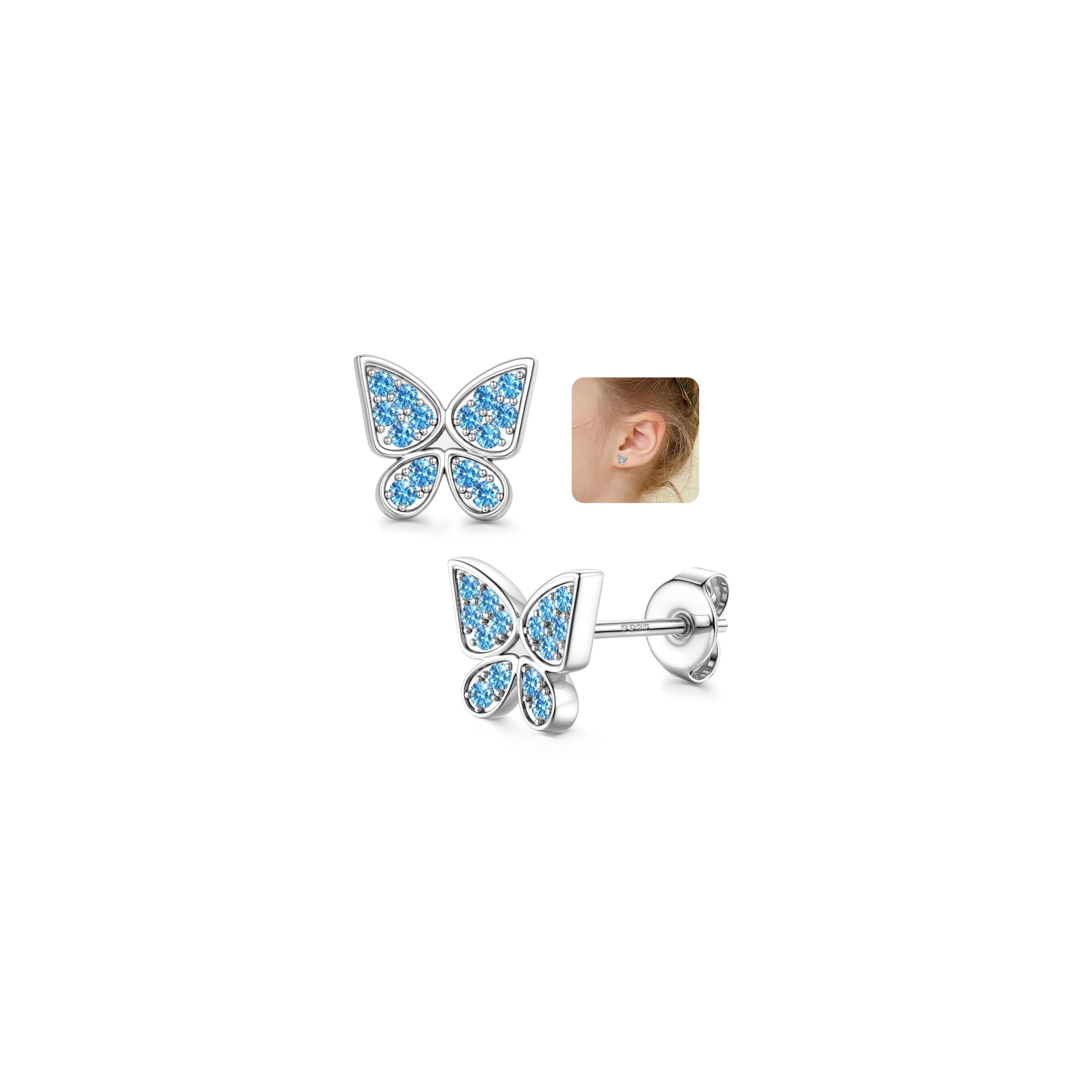 JeweBella Boucle d'Oreilles Papillon en Argent Sterling 925 Poteau pour Femmes Enfant Filles Hypoallergéniques Boucle d'Oreilles Pendante Sleeper Cartilage Boucles d'Oreilles Chaine Argent/Or/Or Rose JeweBella Boucle d'Oreilles Papillon en Argent Sterling 925 Poteau pour Femmes Enfant Filles Hypoallergéniques Boucle d'Oreilles Pendante Sleeper Cartilage Boucles d'Oreilles Chaine Argent/Or/Or Rose