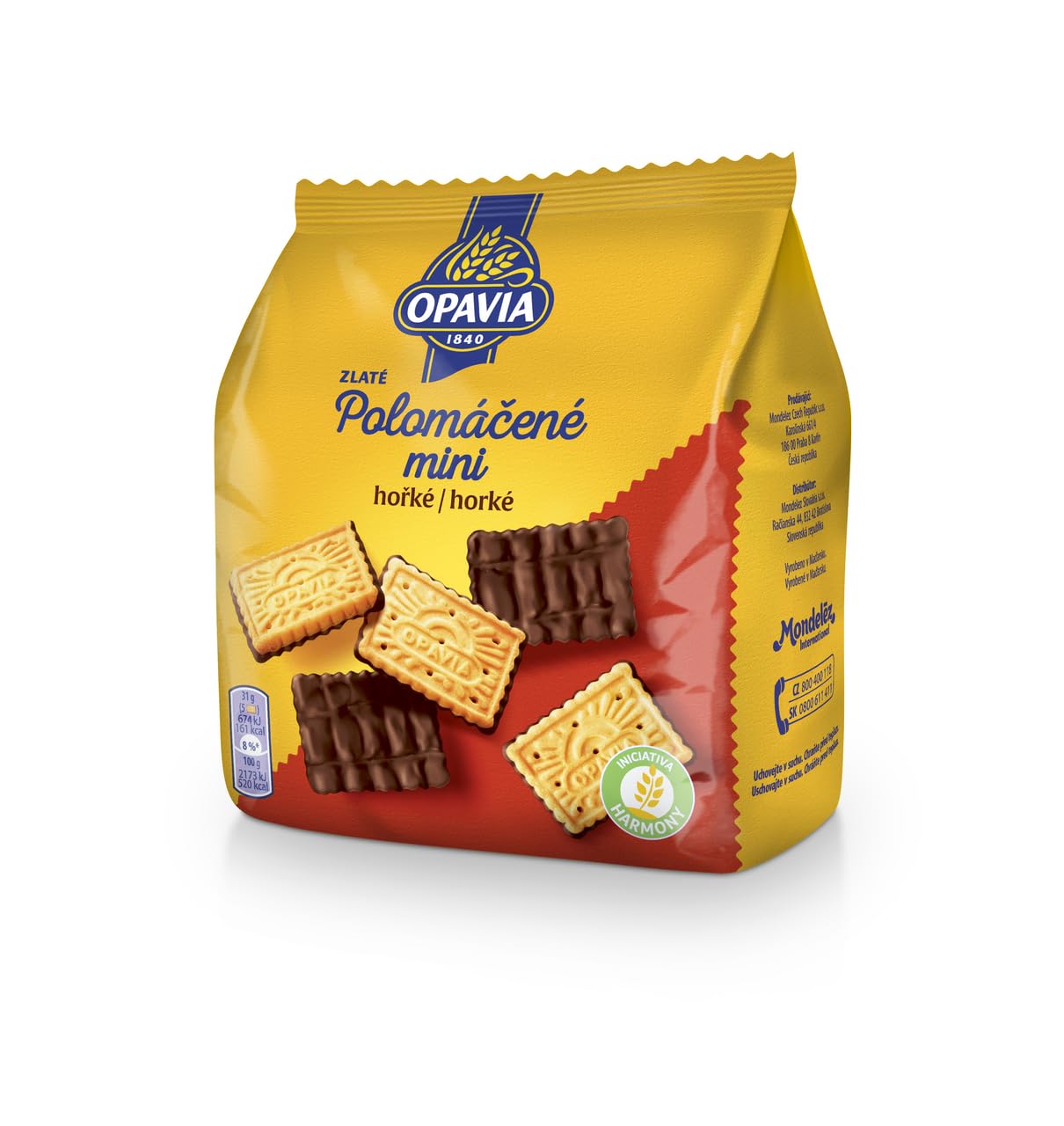 OPAVIA Zlaté Polomáčené Mini – ciastka z ciemną polewą, 12 × 145 g