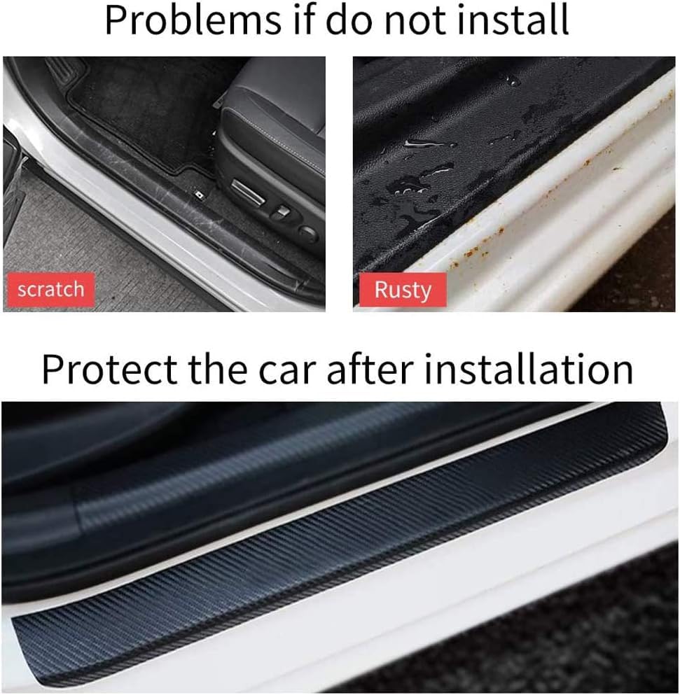 Kit 6 Piezas Protector Puertas Coche Fibra Carbono | Autoadhesivo Antiarañazos Para Umbrales