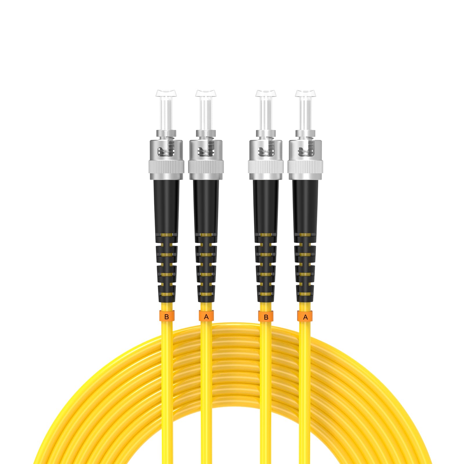 15Meters 50ft ST/UPC-ST/UPC Single-Mode Fiber Optic Cable OS2 Jumper Optical Patch Cord Duplex 9/125um Yellow