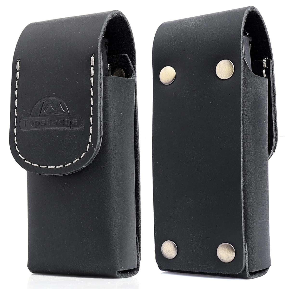 Topstache Leather Multitool Sheath for Belt - Multitool Holster for Leatherman Wave &amp; Wave+ - Magnetic Closure Multitool Pouch - Belt Loop Multi Tool Holder, Black