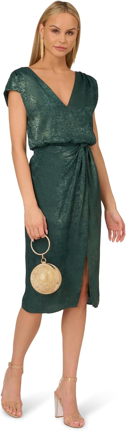 Adrianna Papell Womens Foil Woven Midi Dress - Image 4