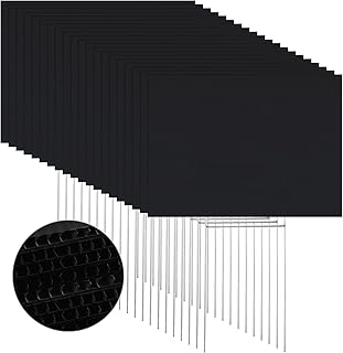 Tuanse 20 Pack Blank Yard Signs with Stakes Bulk Corrugated Plastic Lawn Signs Double Size for Garage Sale Real Estate Open House Rent Guidepost Birthday Party Decorations(16 x 12 Inch,Black)