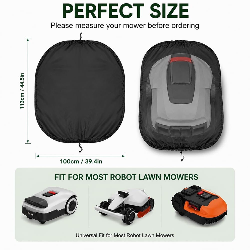 Funda Protectora para Robot Cortacésped para Robomow RK1000 Pro, Cubierta Oxford 420D Impermeable con Cordón Ajustable