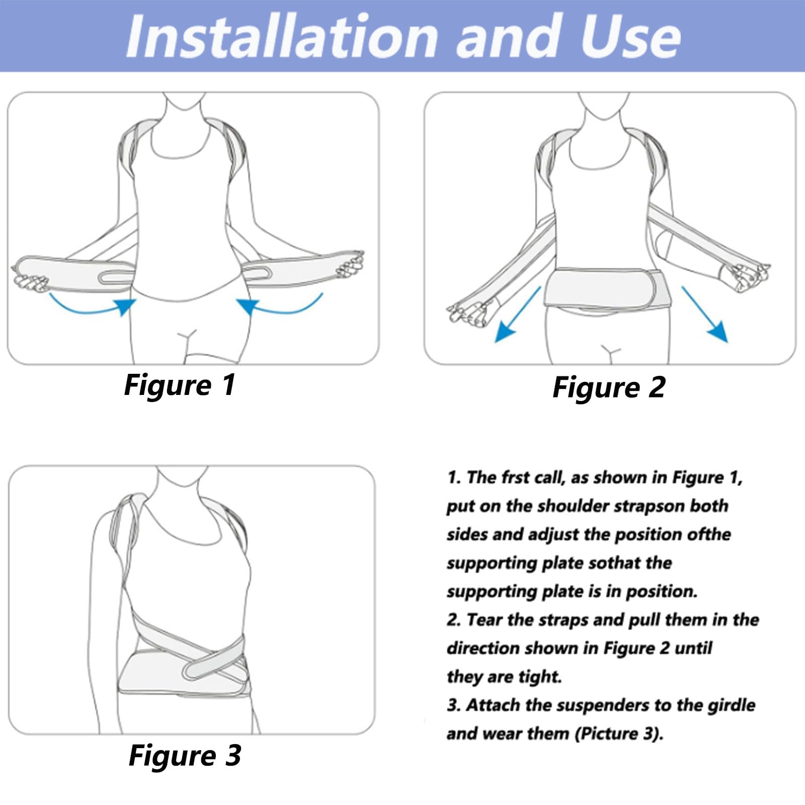 SFKLYU Orteza Postawy Back Brace, Korekcja Postawy Kręgosłupa, Mocowanie I Korekcja Postawy Kręgosłupa, Stała I Regulowana Postawa Kręgosłupa,65~80 CM