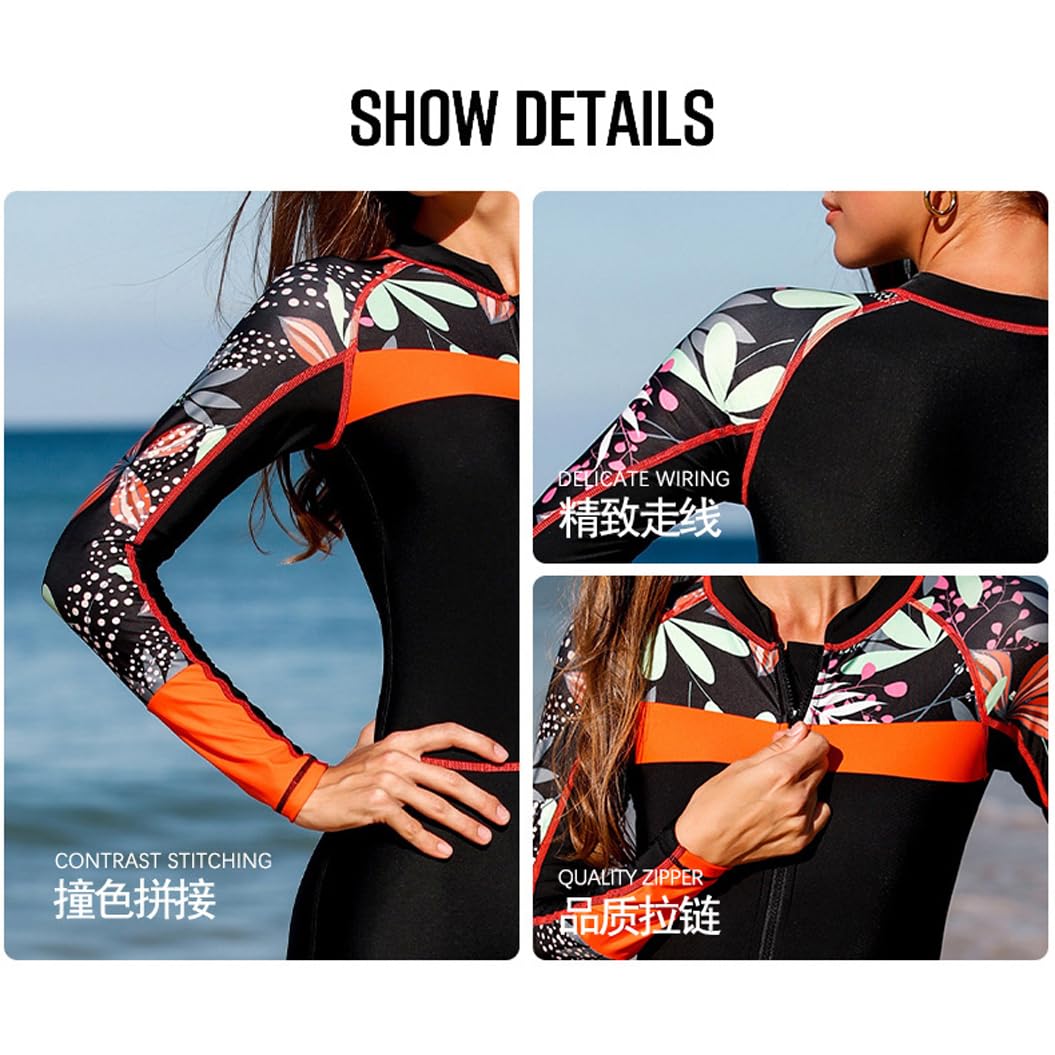 Damski kombinezon piankowy z długim rękawem, zapinany z przodu na suwak, szybkoschnący, sportowy strój kąpielowy Rash Guard do pływania, nurkowania, surfingu, kajakarstwa