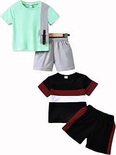 LOFN Stylish Printed Kids Clothing Sets baby boy dress baby girl dress Pack of 2 (T73CG-T33MR) Price In India