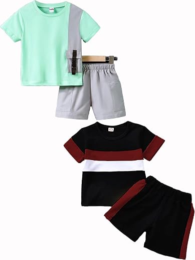 LOFN Stylish Printed Kids Clothing Sets baby boy dress baby girl dress Pack of 2 (T73CG-T33MR)