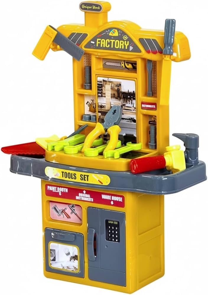 Kids Factory Workbench Tool Set Playset | Pretend Play Construction Workshop with Tools | Educational DIY Role Play Toy for Boys & Girls (3+ Years) | Yellow-image-27