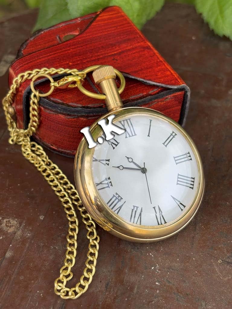generic Antique Pocket Watch Compass Marine with Chain Best Gift, Best Compass for Hiking & Travelling with Leather Box-picture-8
