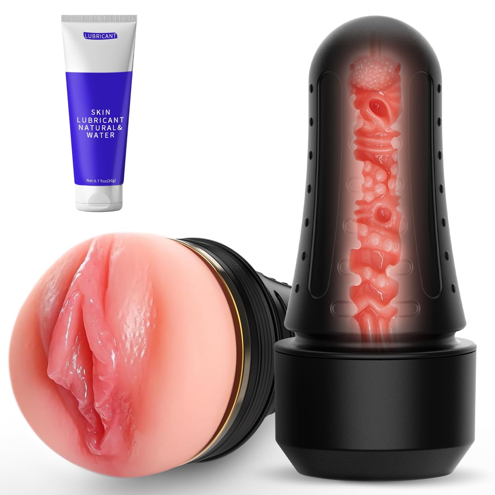 Kismloit Male Sex Toys Masturbator, 3 Manual Suction Pocket Pussy