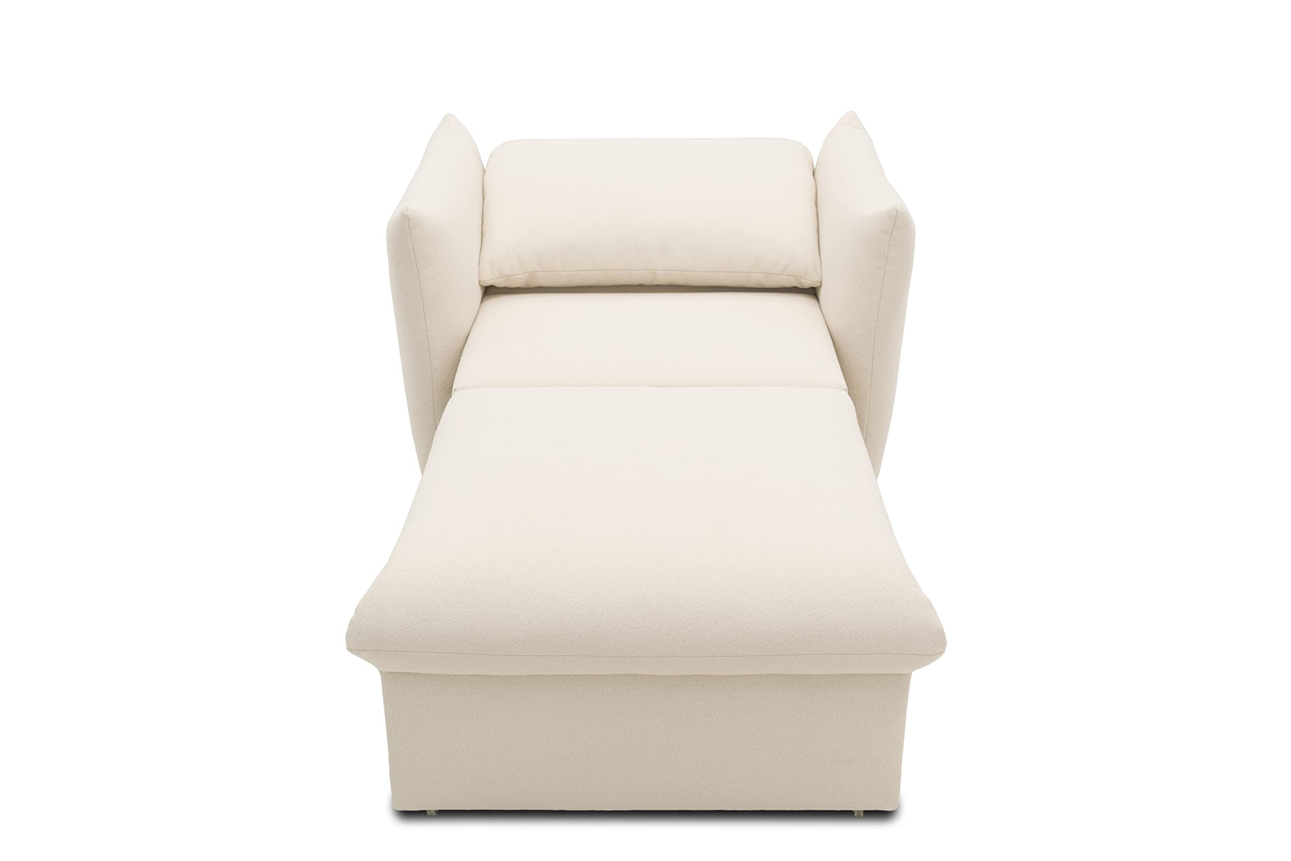 DOMO. collection Sessel Cloud Box, Armsessel mit Schlaffunktion und Boxspringfederung, Schlafsessel, Boxspringsessel, Polstersessel, 120 x 97 x 100 cm (BxTxH), Creme
