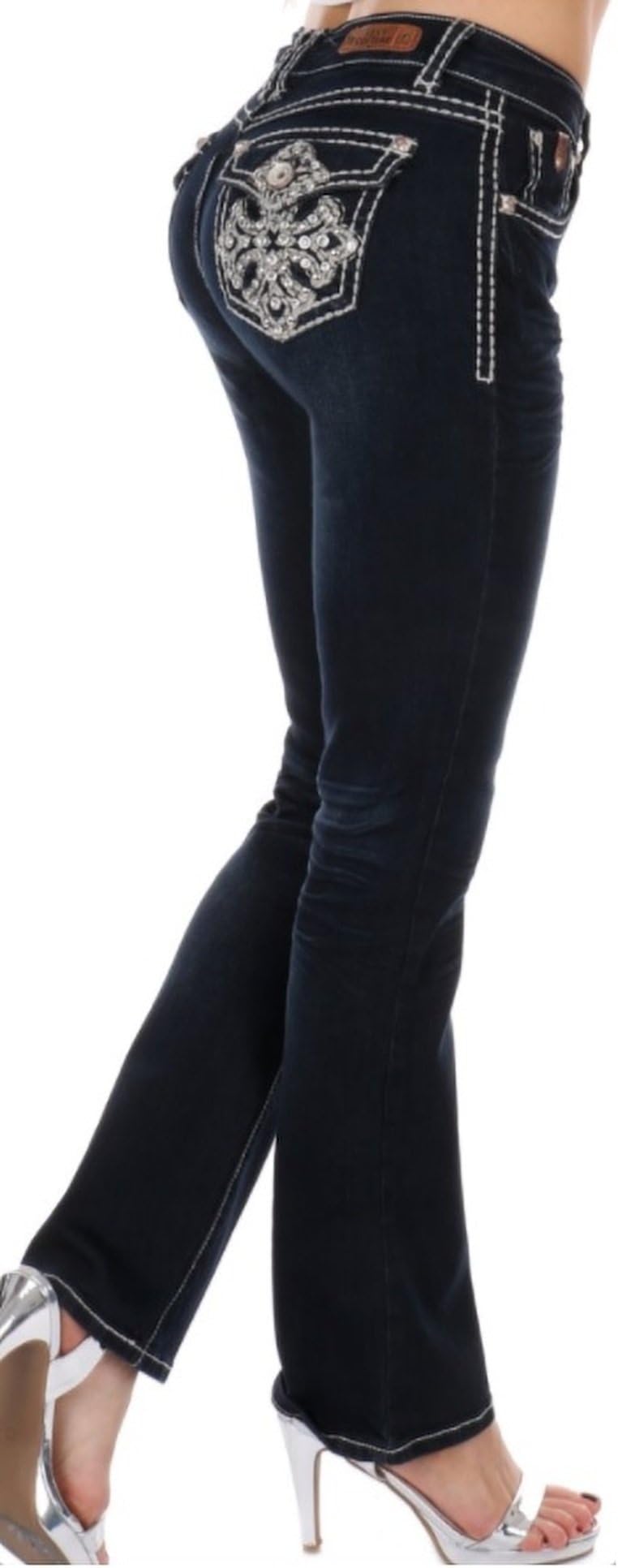 Women's 419-PB Cross Dark Wash Boot Cut Denim Jeans 3-17