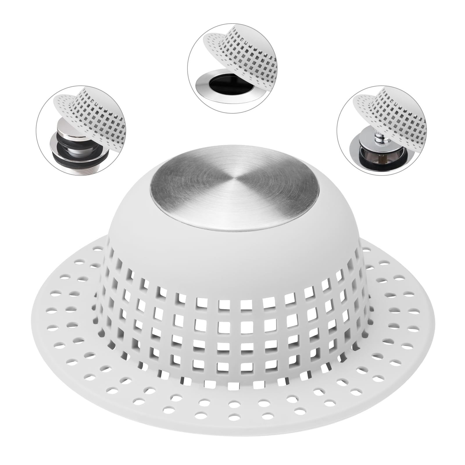Aluvor Shower Drain Hair Catcher Bathtub Drain Cover Shower Protector for Pop-Up & Regular Drains