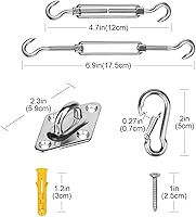 Vista 6 de Kit de accesorios para vela con cuerda de alambre de acero inoxidable 304 para cuadrado/rectangular/triángulo, kit de accesorios para toldo de vela
