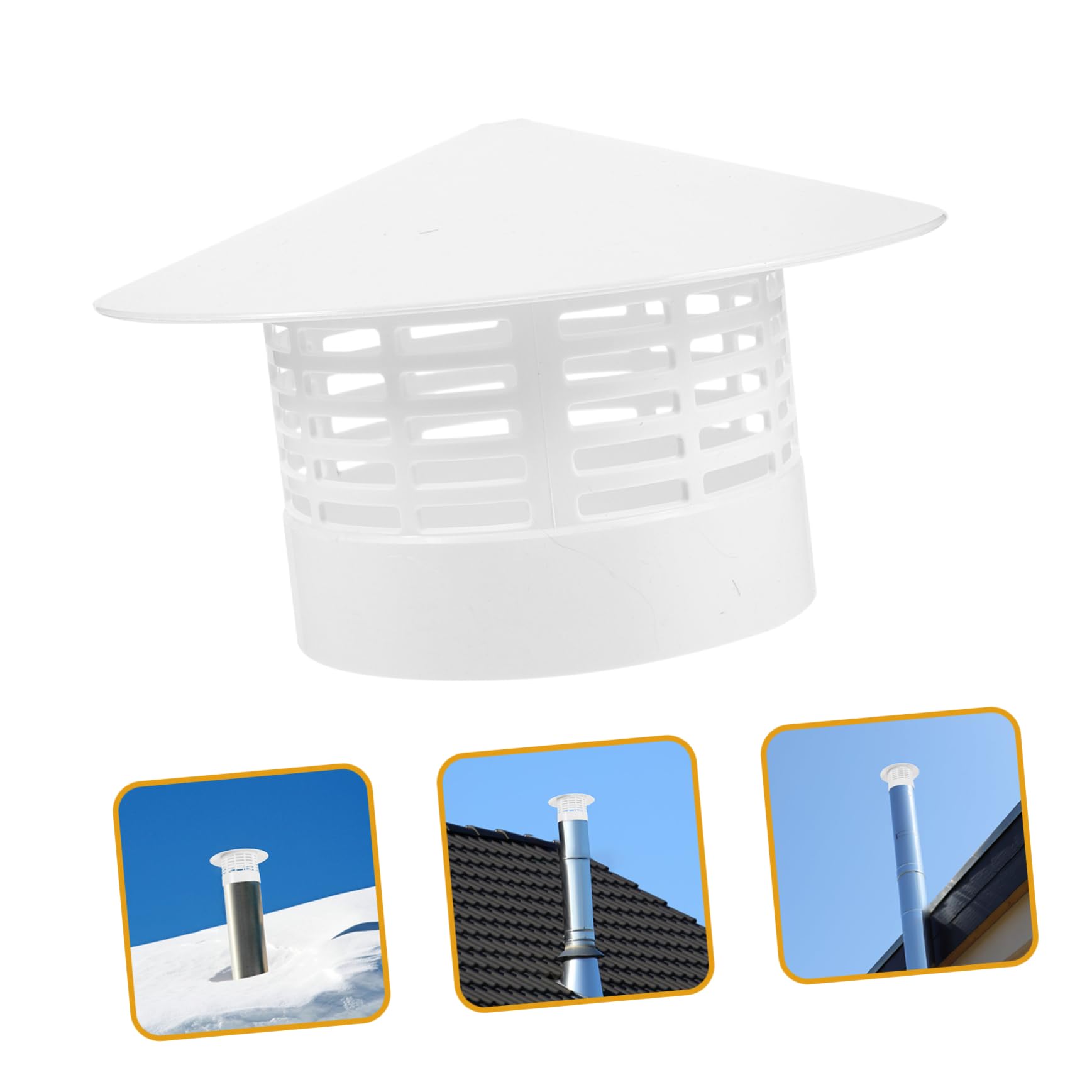 Cappello Terminale Antivento per Sfiato del Tetto, Copertura Antipioggia in PVC Bianco, Forma a Fungo, Resistente al Freddo