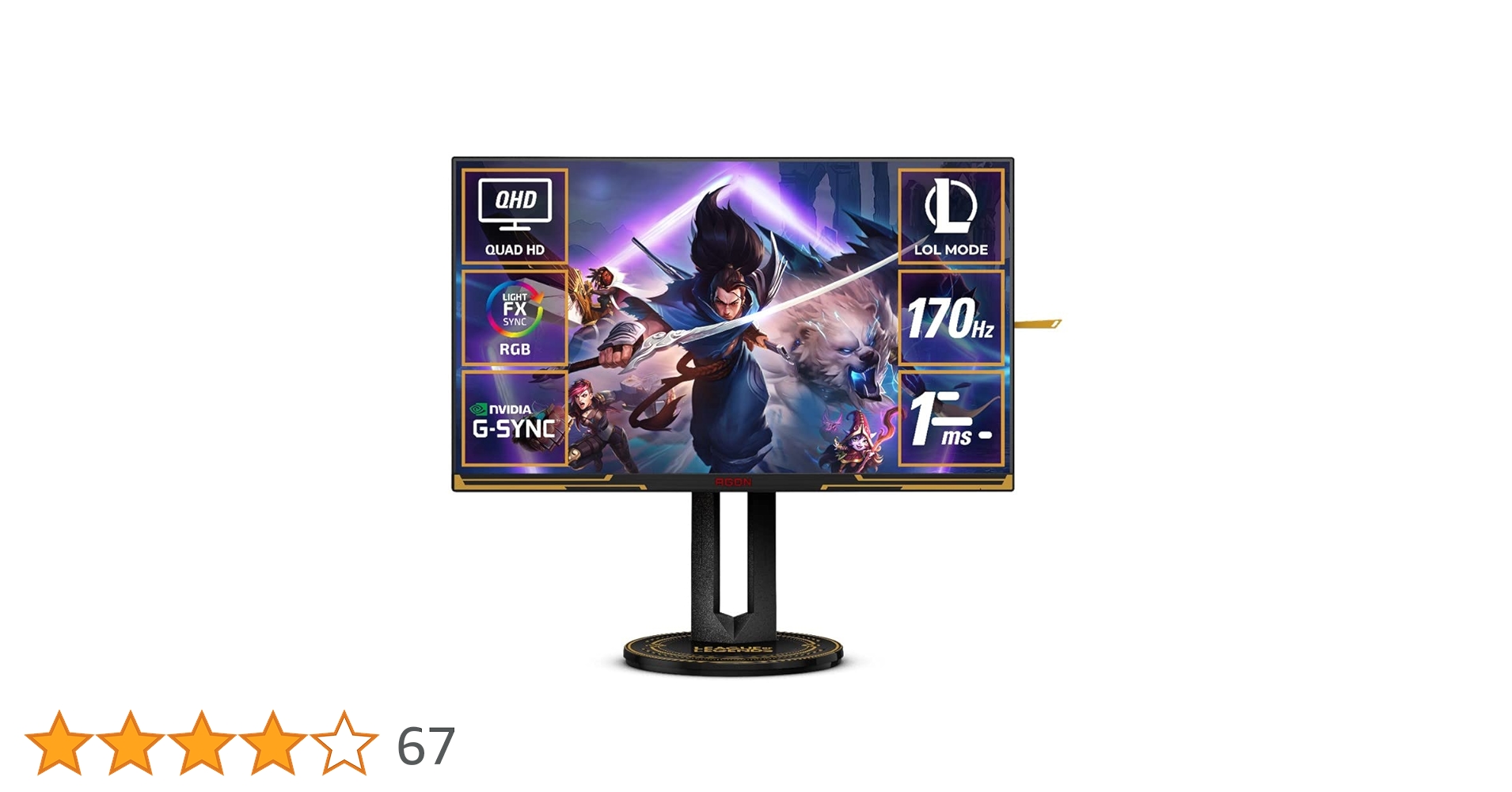ゲーミングモニター(WQHD27インチ応答1MS 170Hz)AG275QXL Amazon.co.jp: AOC ゲーミングモニター League of Legends