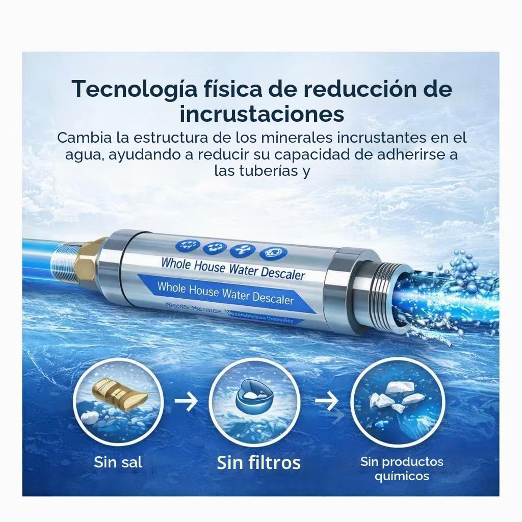 Descalcificador de agua, para prevenir la cal en toda la casa, antical, filtro de agua, detergente, para uso en toda la casa con ducha, lavavajillas y calentador solar (G 1/2")