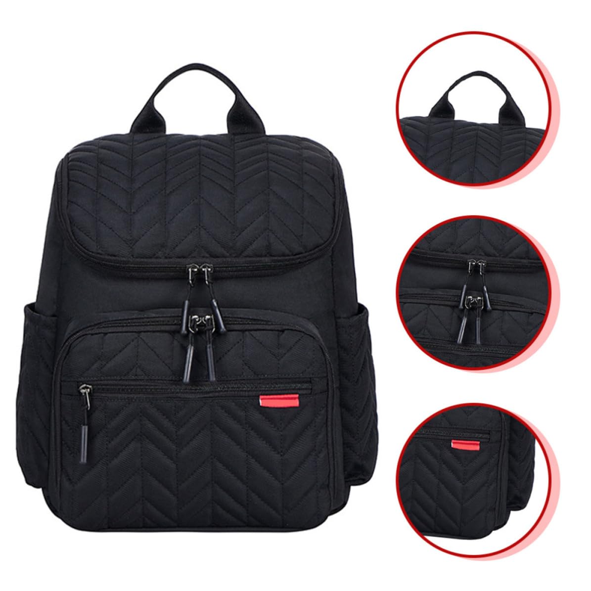 Bolsa para Pañales Negra de Nailon y Poliéster, Mochila de Gran Capacidad