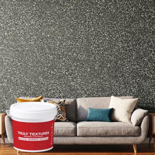 Image of Marble Texture Paint, 3D Designer Stone and Granite Luxury Finish, Washable Water Resistant Acrylic Emulsion, Interior Exterior Ready to use (Graphite Slate)