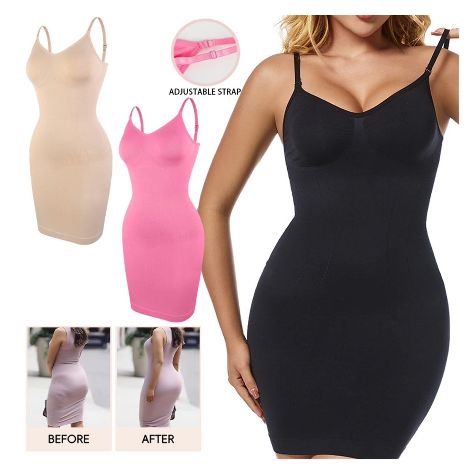 Vestido Moldeador Faja Moldeadora for Mujer, Ropa Interior Moldeadora Sexy, Control de Abdomen, sin Costuras, Adelgazante(Nude,XL)
