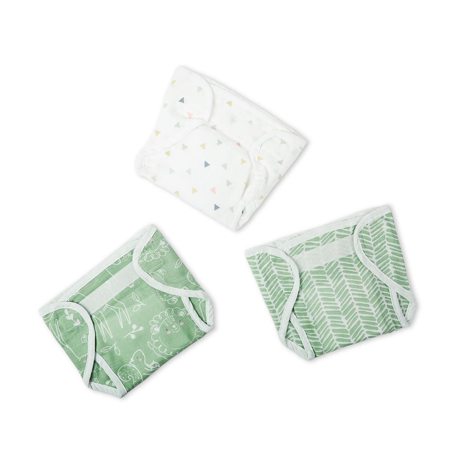 Haus & Kinder Newborn Baby Muslin Nappies - Pack Of 3 | 0-6 Months, Multicolor, Soft & Reusable Cloth Diapers with Absorbent Towelling Layer, 100% Cotton – Cottage Core Inspired Design-image-12