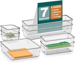 Acrimet Organizador Modular de Gavetas Transparente, Kit com 7 Potes