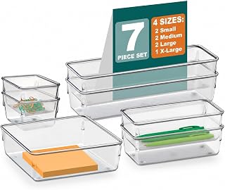 Acrimet Organizador Modular de Gavetas Transparente, Kit com 7 Potes