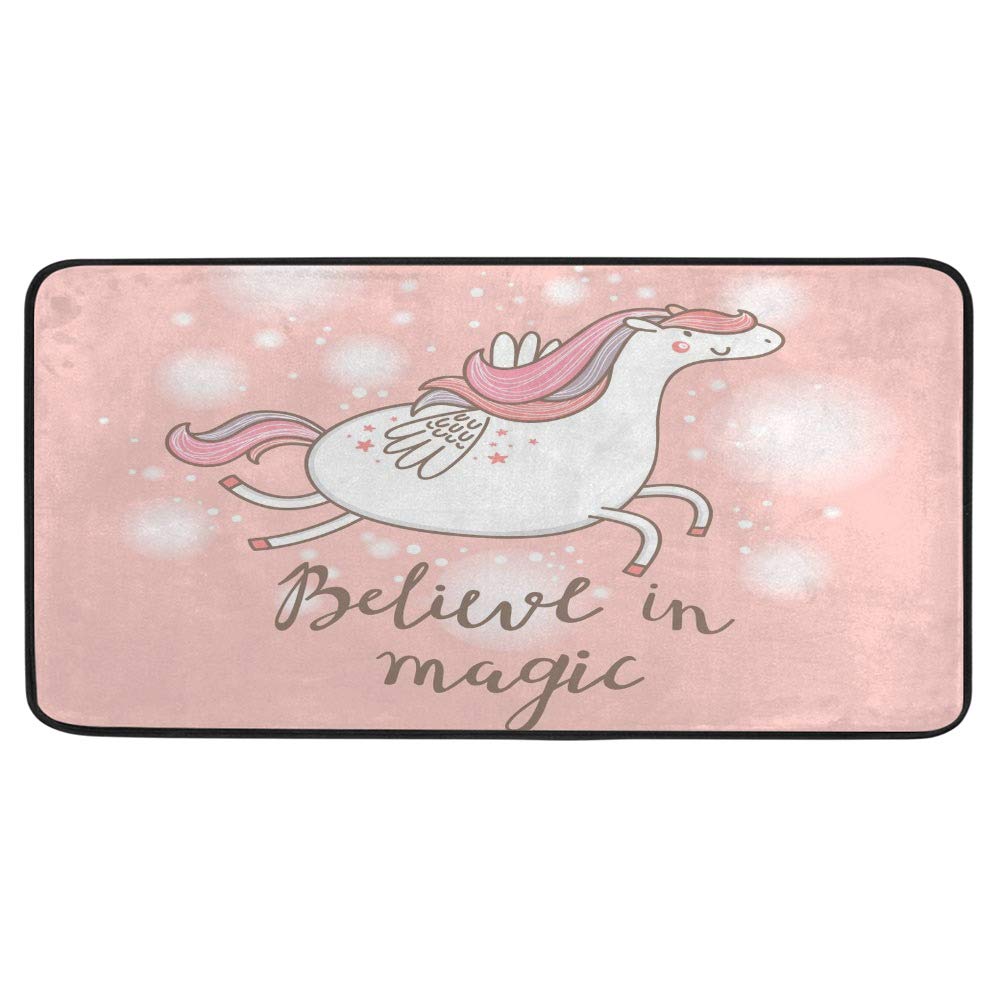 Tapis de cuisine anti-fatigue rembourré motif poney pour sol et bureau