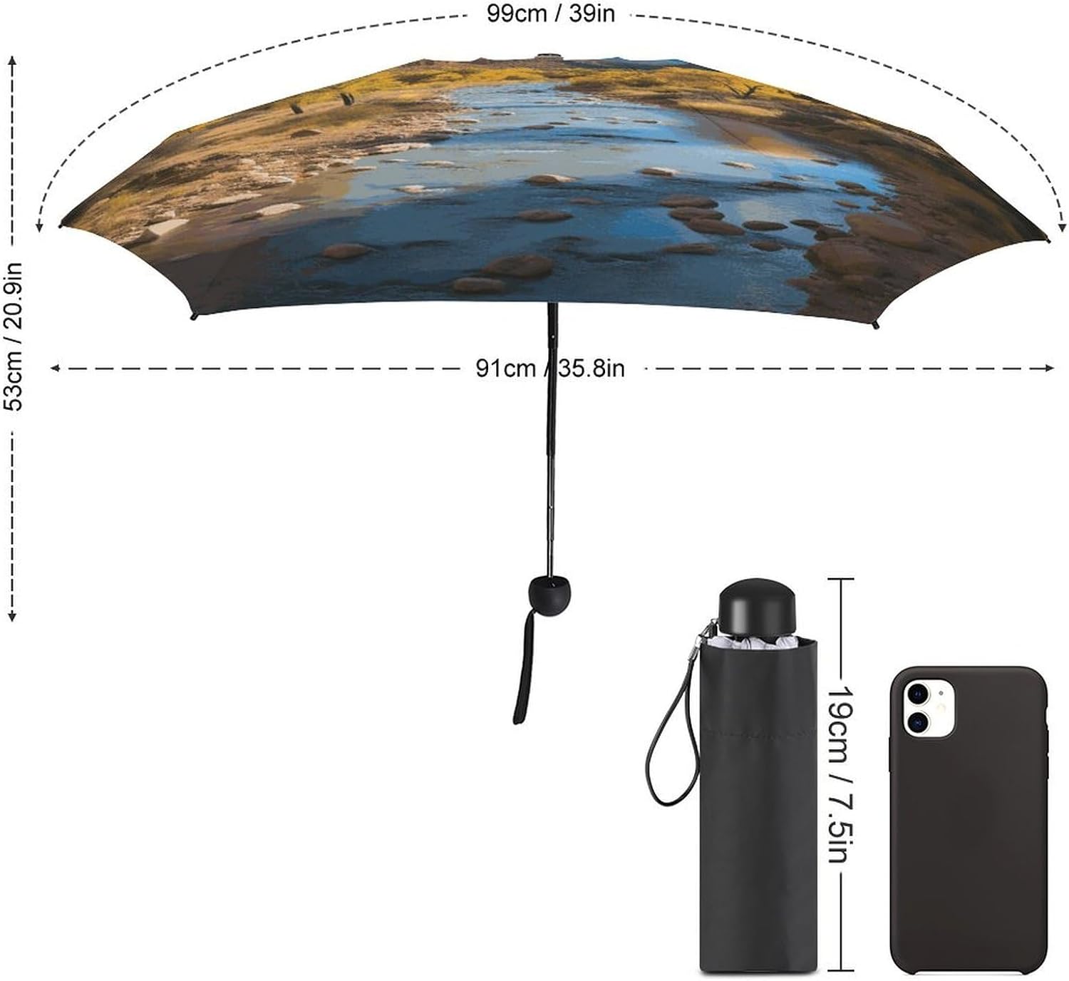 Zion National Park Umbrella, Strongest Windproof 5-Fold Travel Umbrellas, Premium Portable Folding Umbrella for Rain & Sun, Compact Umbrellas for Purse Backpack, Outdoor & Gifts