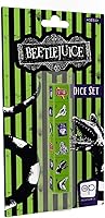 Vista 1 de Juego de dados Beetlejuice Dados coleccionables D6 con personajes de Beetlejuice – Andy y Barbara Maitland, gusano de arena, signo de Beetlejuice