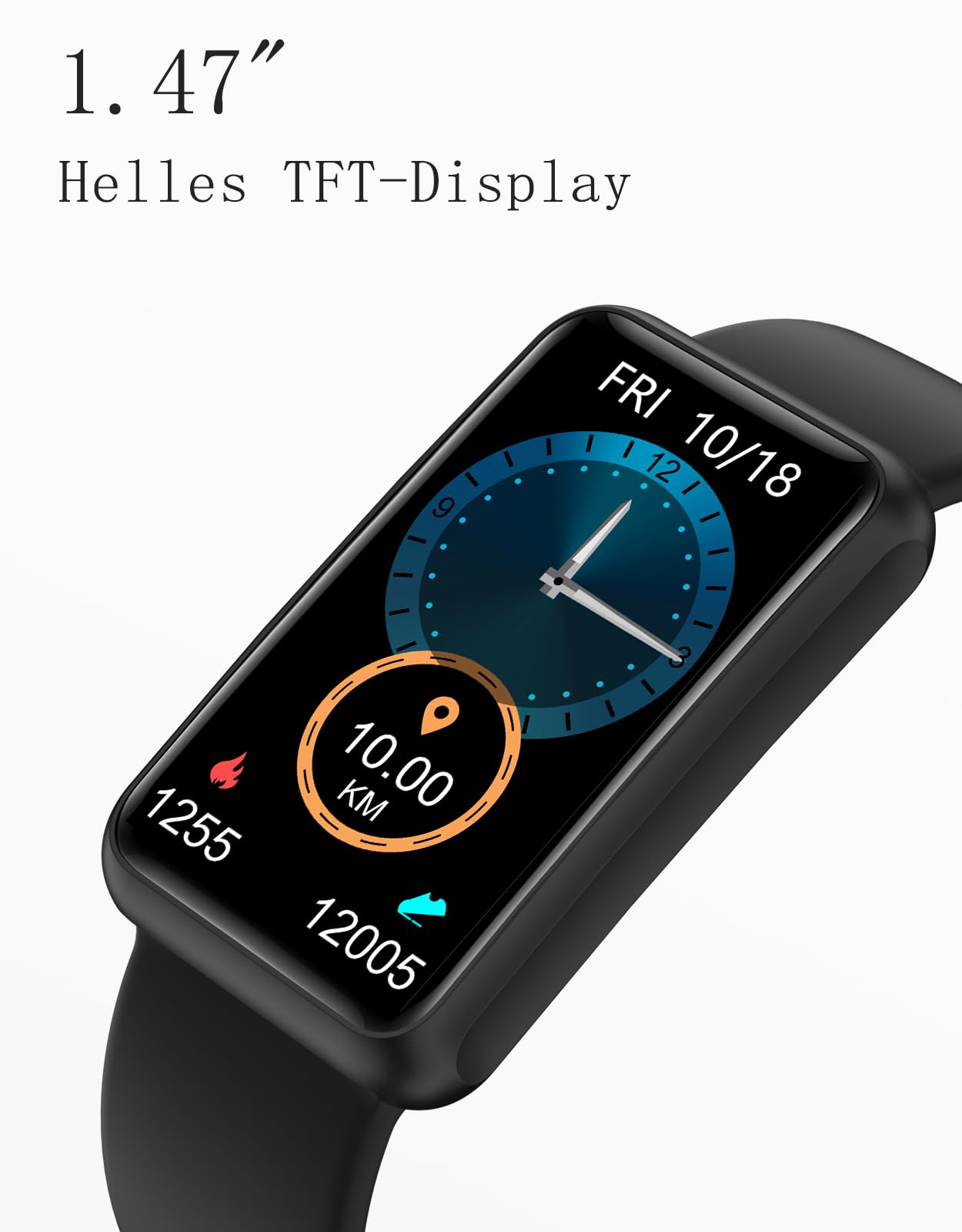 Schrittzähler Uhr (Ohne App/Ohne Handy) 1,47'' Screen Einfach Fitness Tracker Smartwatch mit Kalorienzähler Schlafmonitor Stoppuhr Wasserdicht Timer Gehen Laufen Fitnessuhr für Senioren/Männer/Frauen