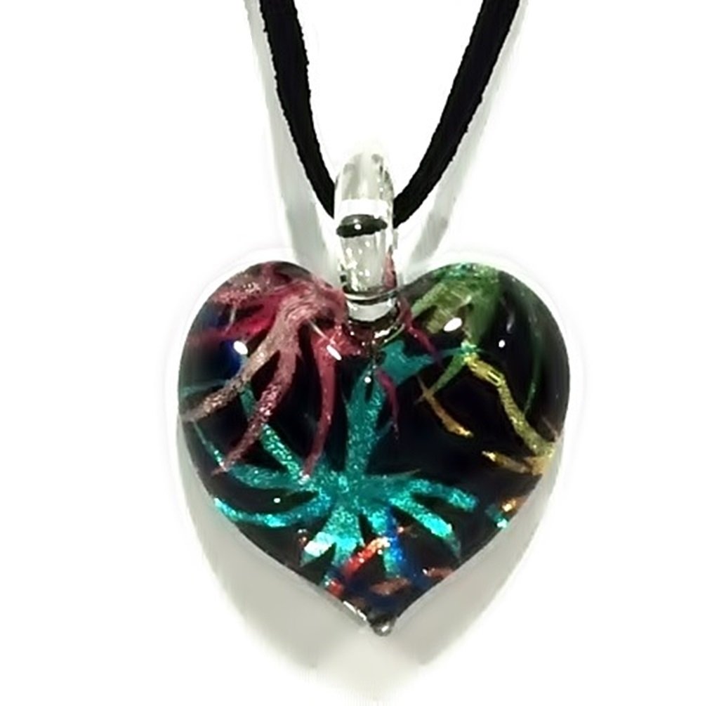 Handmade Heart Glass Pendant Glass Blown Necklace Jewelry - No.1