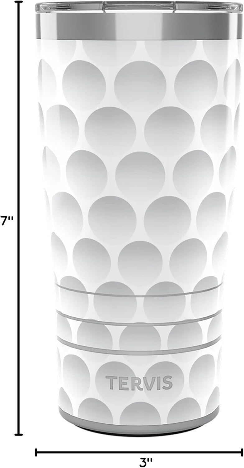 Tervis Traveler Golf Ball Texture Triple Walled Insulated Tumbler Travel Cup Keeps Drinks Cold & Hot, 20oz, Stainless Steel - Image 9