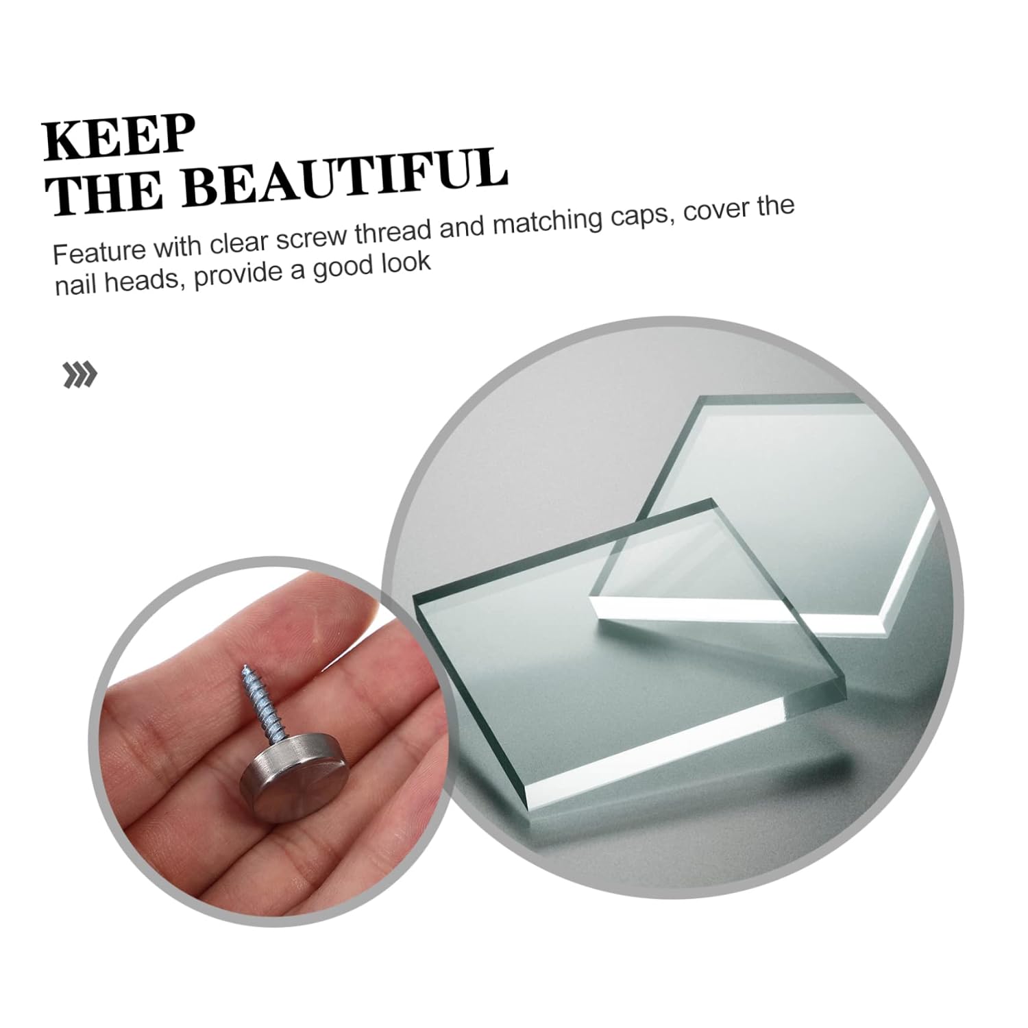 Stainless Steel Decorative Screw Nails with Matching Caps 5 Sets Silver