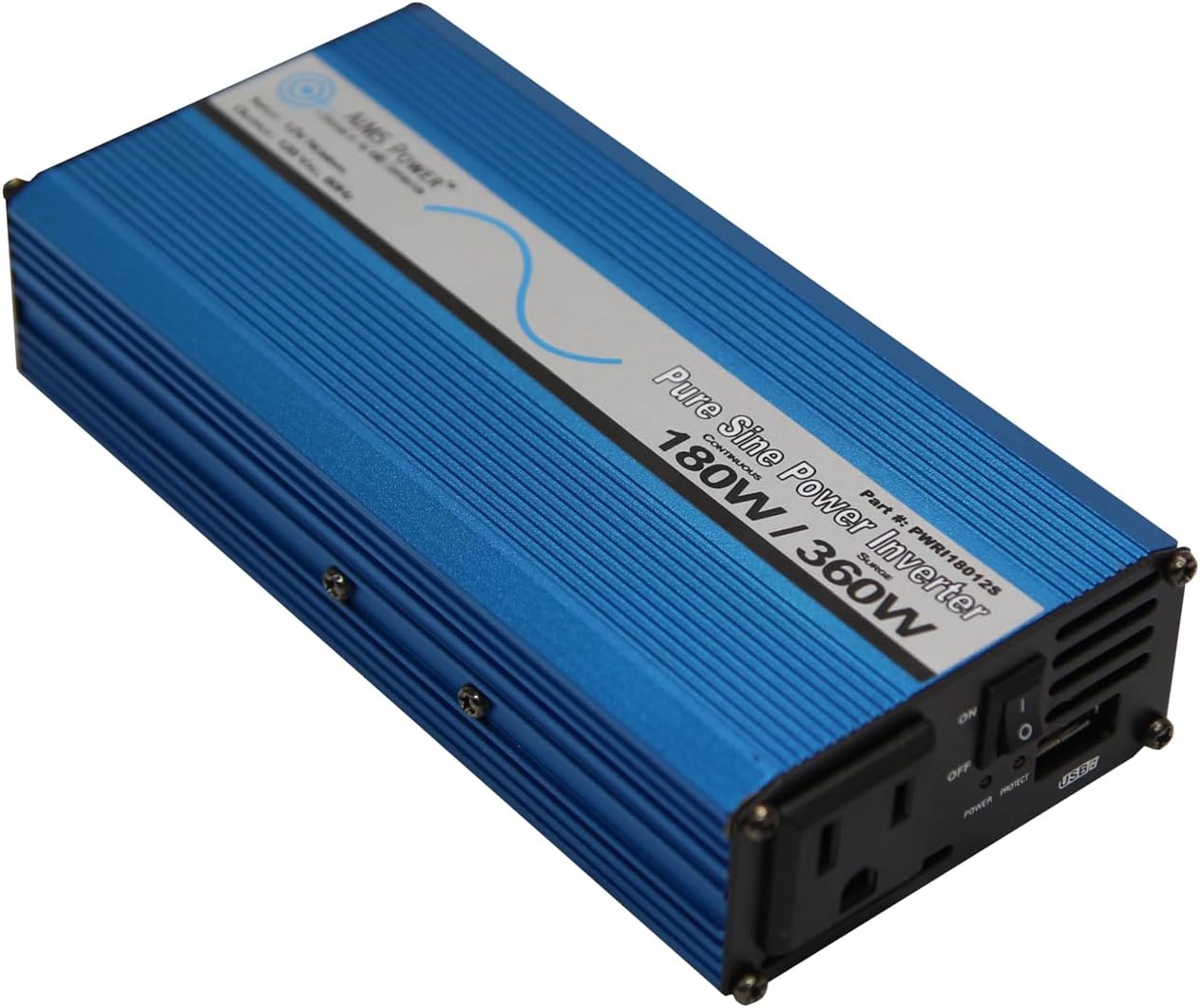 AIMS Power 1000 Watt, 2000 Watt Peak, Pure Sine DC to AC Power Inverter, USB Port, 2 Year Warranty, Optional Remote, Listed to UL 458