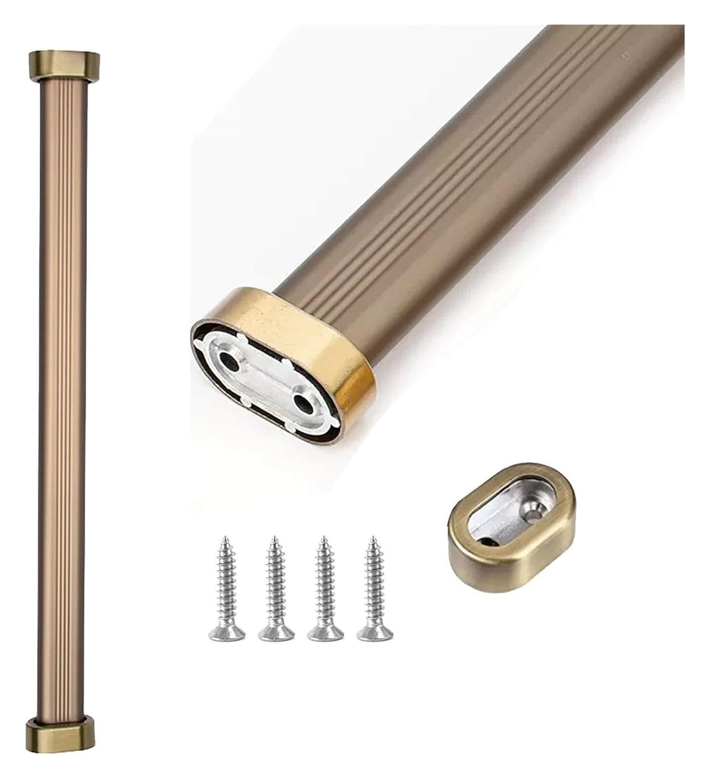 ROHCGHC Wardrobe hanging rods, Metal Detachable Wardrobe Rail Tube Closet Rods with Flange Set & Screws(Champagne Color,95cm/37.4in)