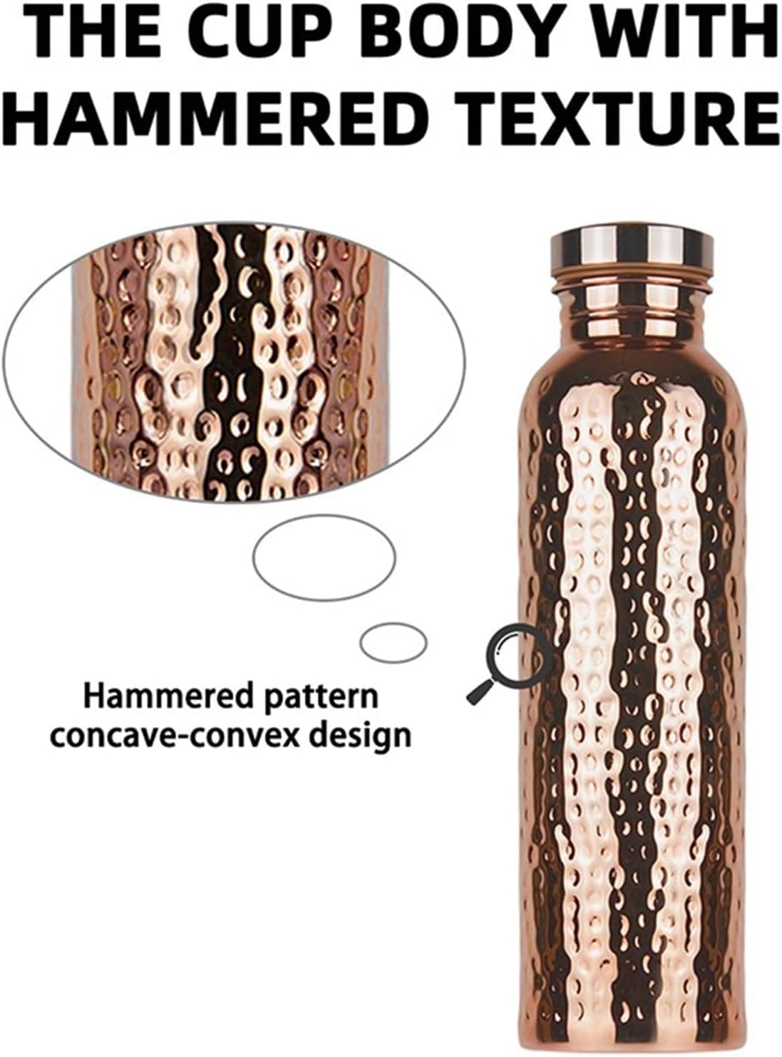 Pure Copper Water Bottle 27oz (800ml) with Protective Thick Sleeve - Hand Hammered Metal Drinking Bottle for Gym, Yoga, Sports - Includes Cleaning Brush & Leakproof Lid(A+Purple)