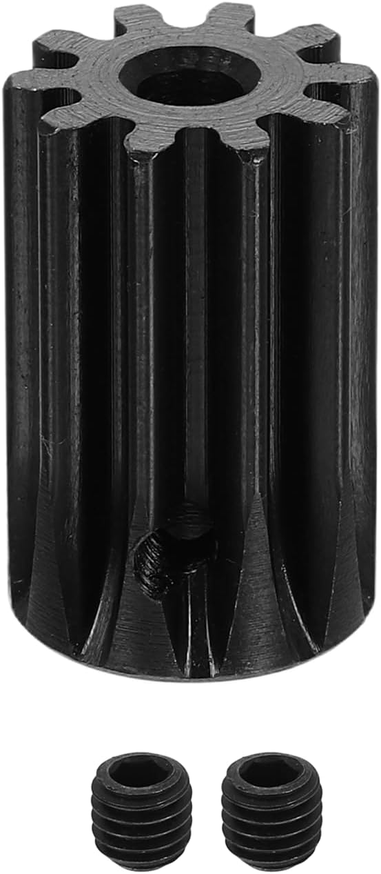 – sourcing map 1.5 Mod 10T Spur Gear 5mm Bore, 1045 Steel Pinion Gear Black Surface Treatment, 20°Pressure Angle, for Spur Rack and RC Model Car or Motor DIY