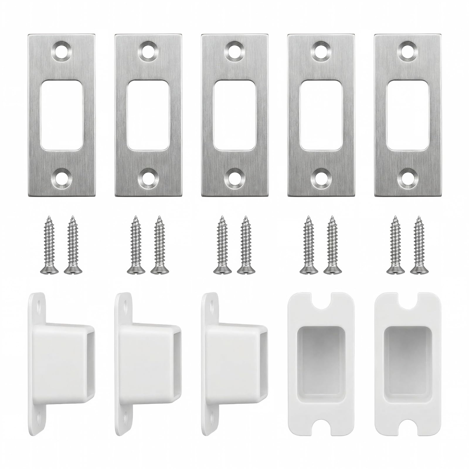 5 Pack Deadbolt Strike Plate, Stainless Steel Door Strike Plate, 2-3/4"