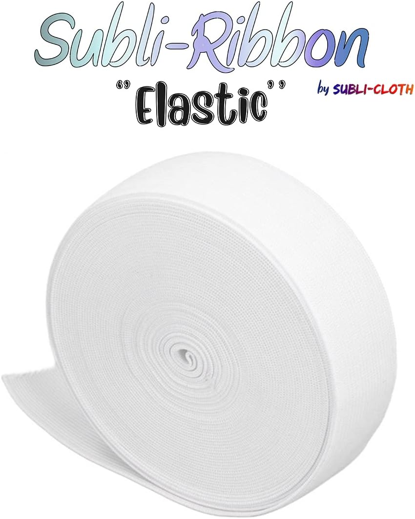 Subli-Ribbon ''Elastic'' Strap for Sublimation DIY Custom Cloth Fabric Polyester (25mm x 40mts) (White, 25mm)
