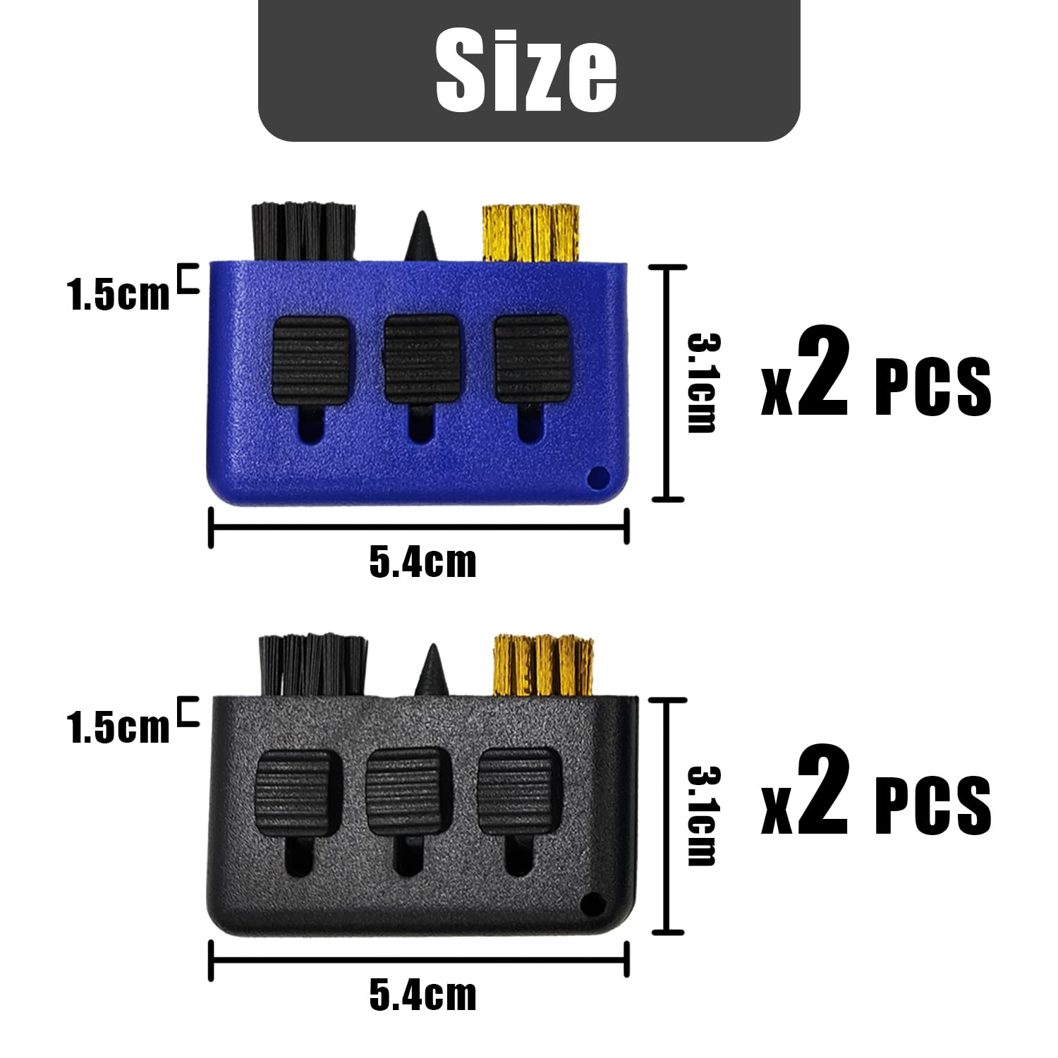 MEMOFYND Spazzola per mazze da golf, 4 pezzi, 3 in 1, spazzola per la pulizia delle mazze da golf, strumento per la pulizia del golf (blu, nero
