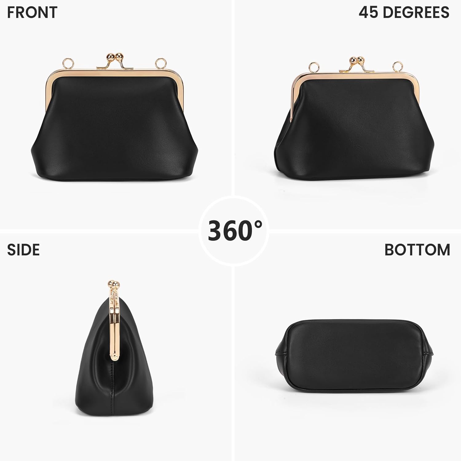Mini Women's Kiss Lock Crossbody Bag PU Small Top Hand Handbags Kiss Clasp Crossbody Purses Evening Clutch - Image 3