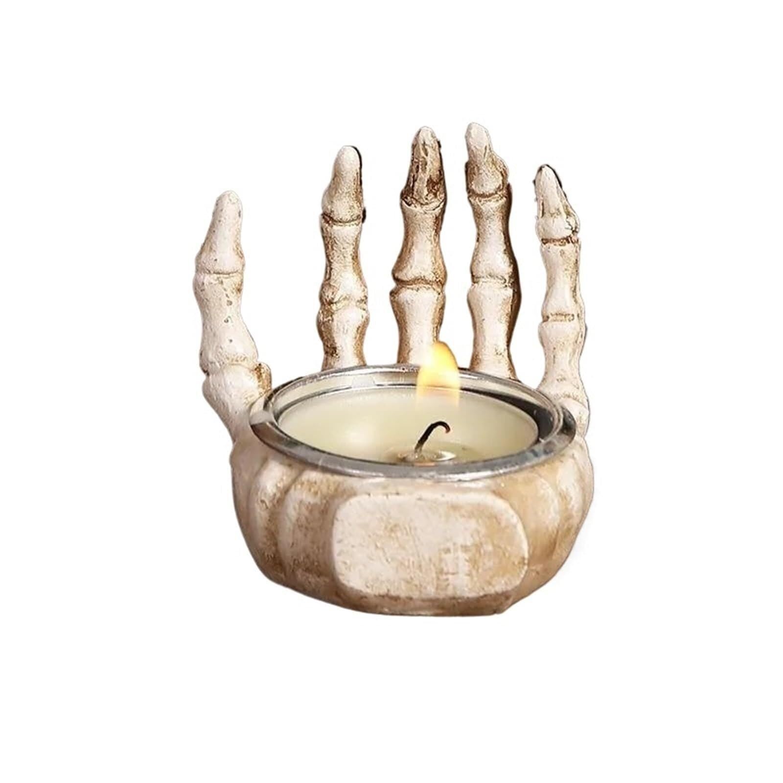 Candle Holders Hand Candle Halloween Desktop Foyer Decoration Skull Stick Resin Horror Supplies(1pcs)